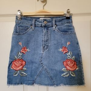 Flower Denim Skirt
